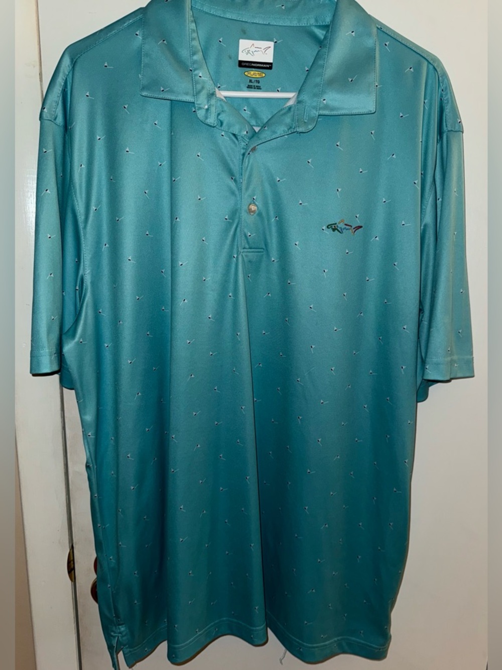 Greg Norman Men's Teal Short-Sleeve Polo Shirt